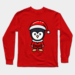 kawaii christmas penguins Long Sleeve T-Shirt